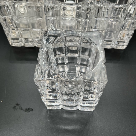 Vntge Crystal block candleholders set of 2 lg brick votive tea light holders - Picture 4 of 16
